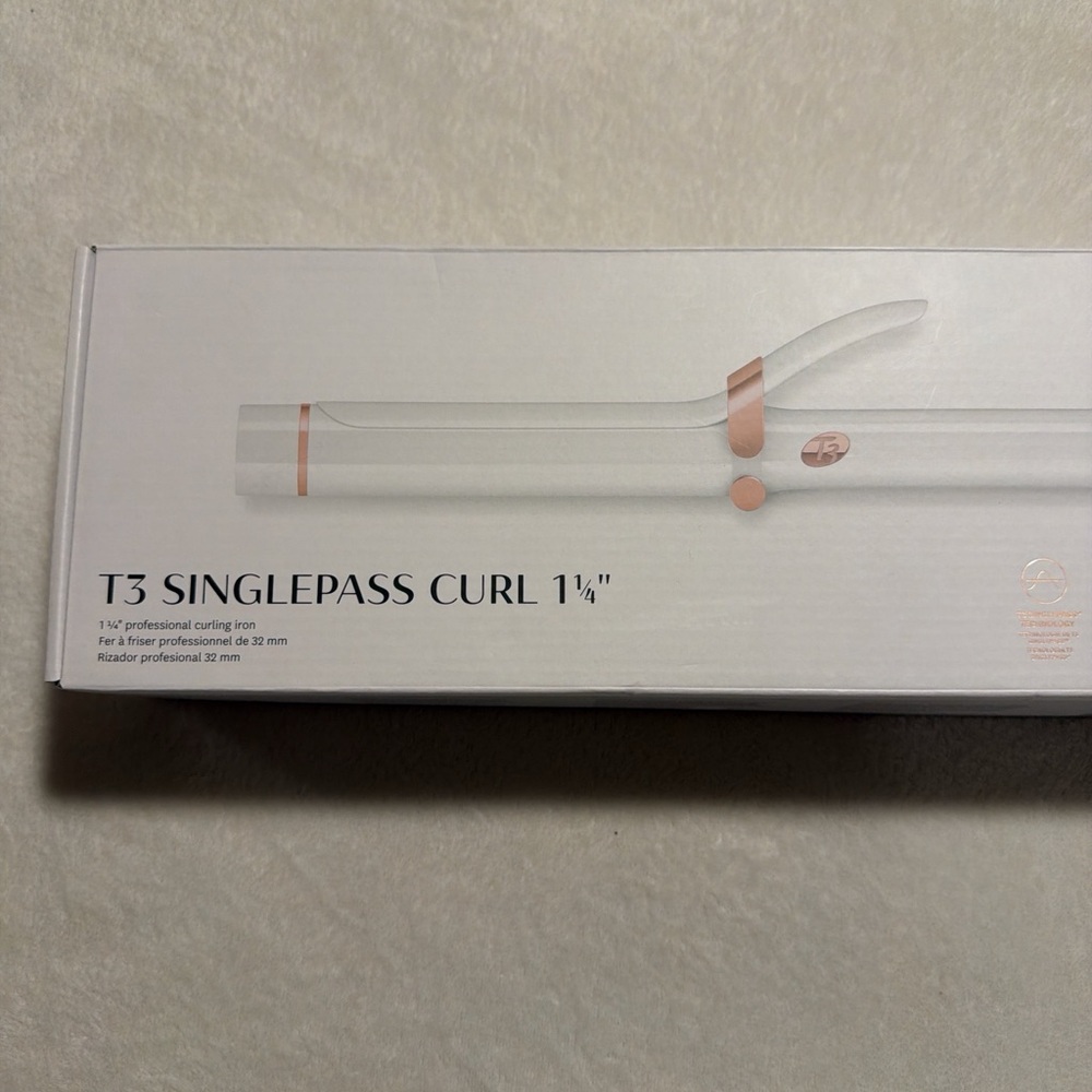 T3 1¼" Curling Iron in White with Rose Gold Accents
